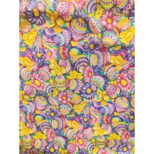 Easter Quilting Fabric Bright Pastel Egg Floral Cotton 3 Yards 45 Inch Wide Spri